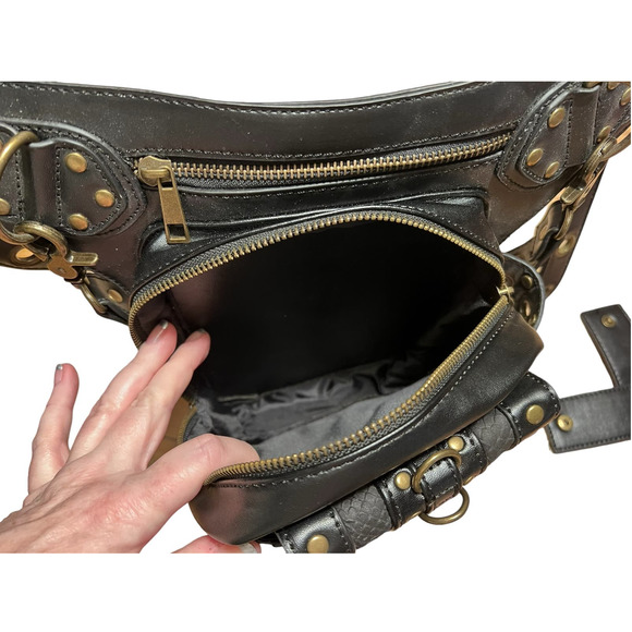 Black and Gold Studded Crossbody Bag - Picture 8 of 15